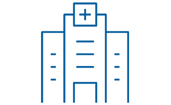 Line drawing of a hospital building