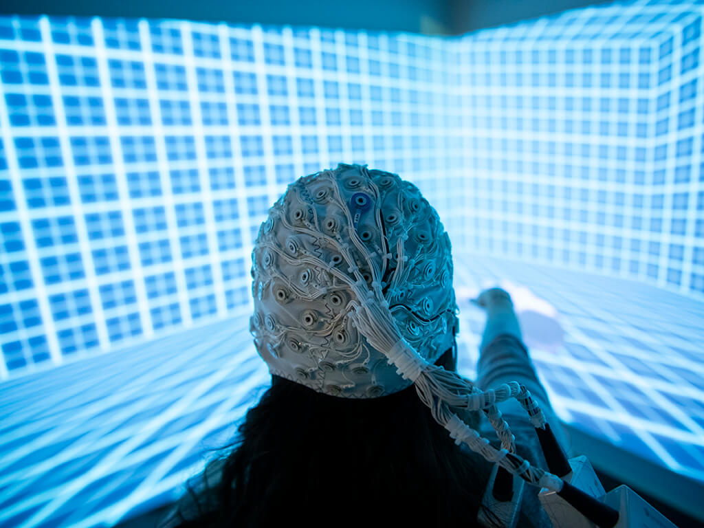 Woman in chair with VR