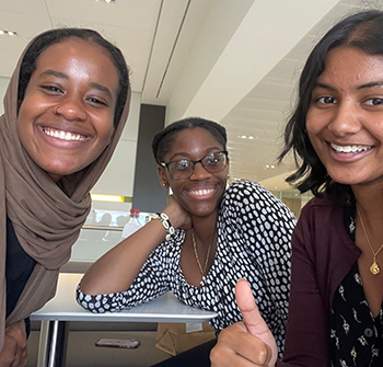 L-R: Aya ElHassan, Jenessa Otabor and Sarisha Ray.